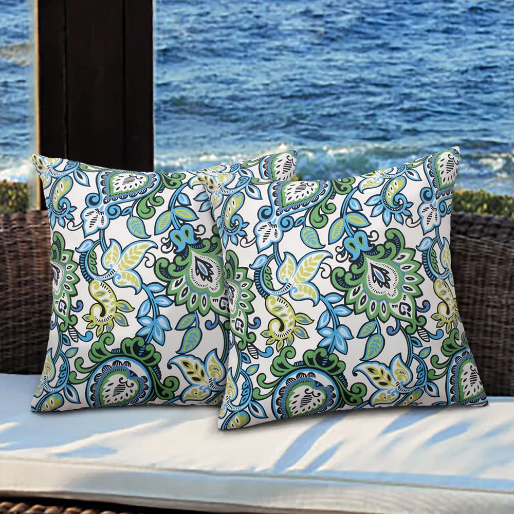 Magpie Fabrics front view showing floral blue green pattern and vibrant decor appeal