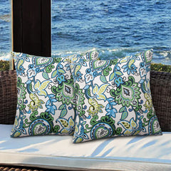 Magpie Fabrics front view showing floral blue green pattern and vibrant decor appeal