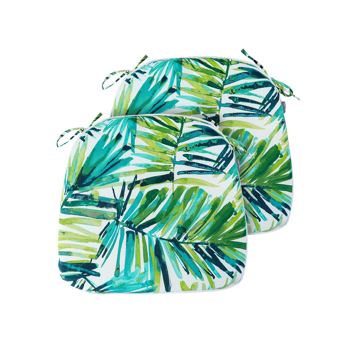Magpie Fabrics front view green palm leaves cushion showing pattern and shape for fresh décor