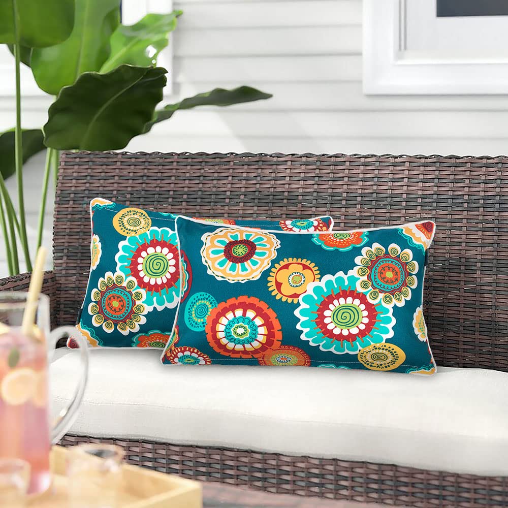 Magpie Fabrics front view showing Heronsbill Turquoise Green pattern and vibrant color for decor