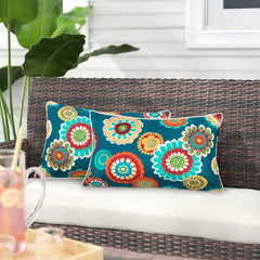 Magpie Fabrics front view showing Heronsbill Turquoise Green pattern and vibrant color for decor