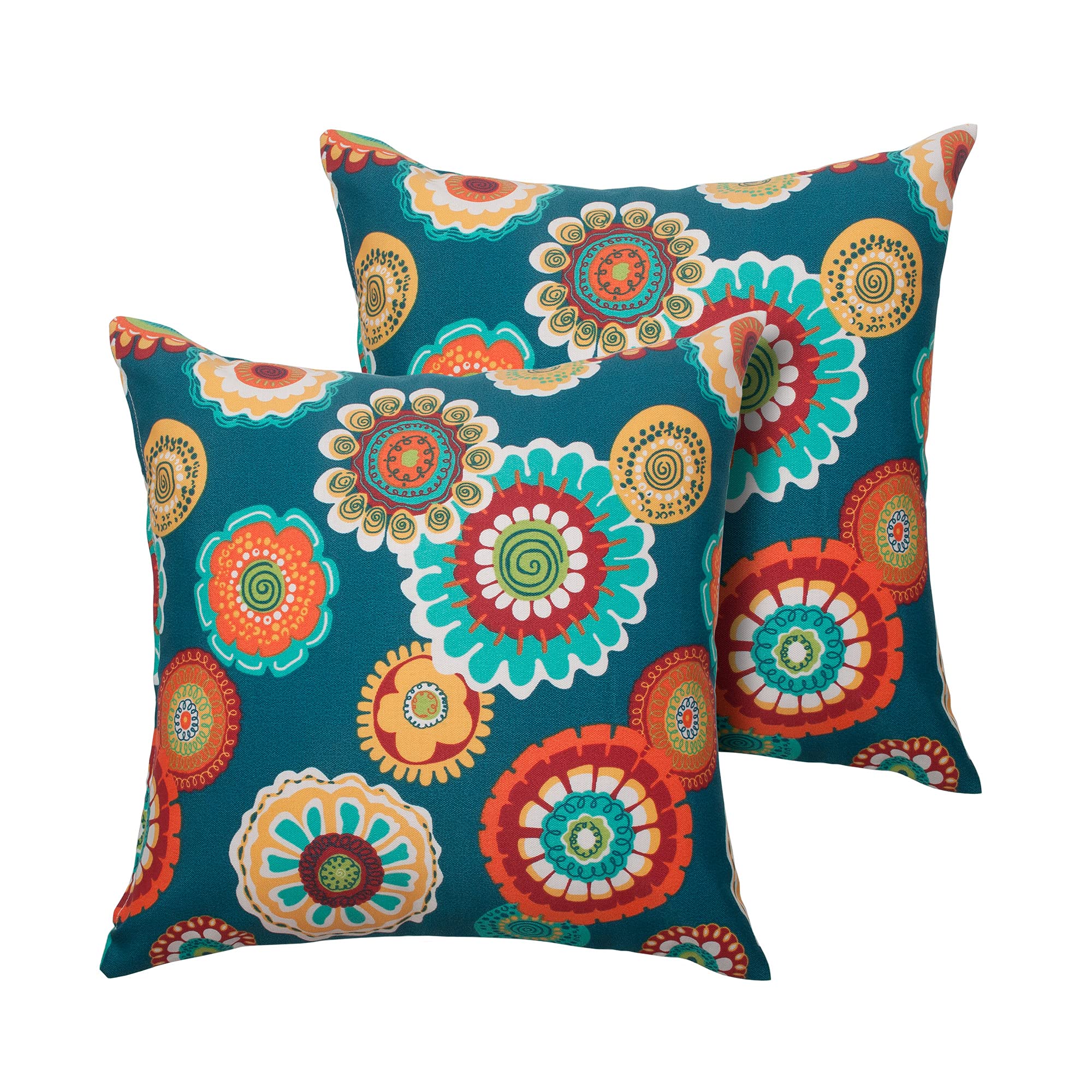 Magpie Fabrics pillow held in hand for scale to show true 18x18 inch size benefit