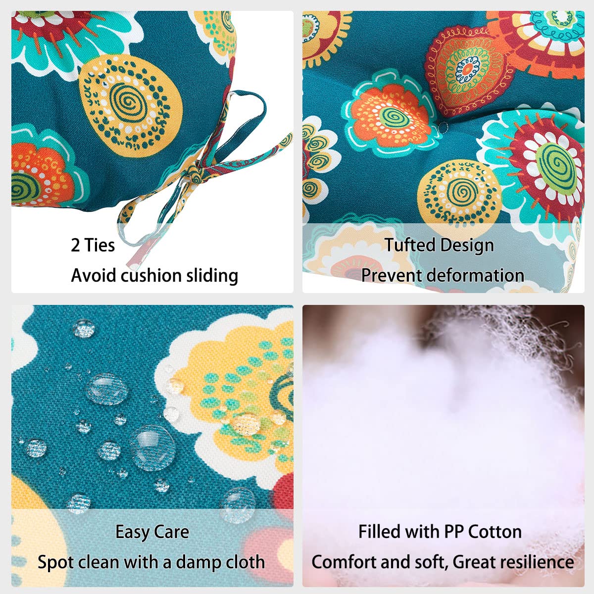 Magpie Fabrics water beading on cover for easy outdoor spill cleanup