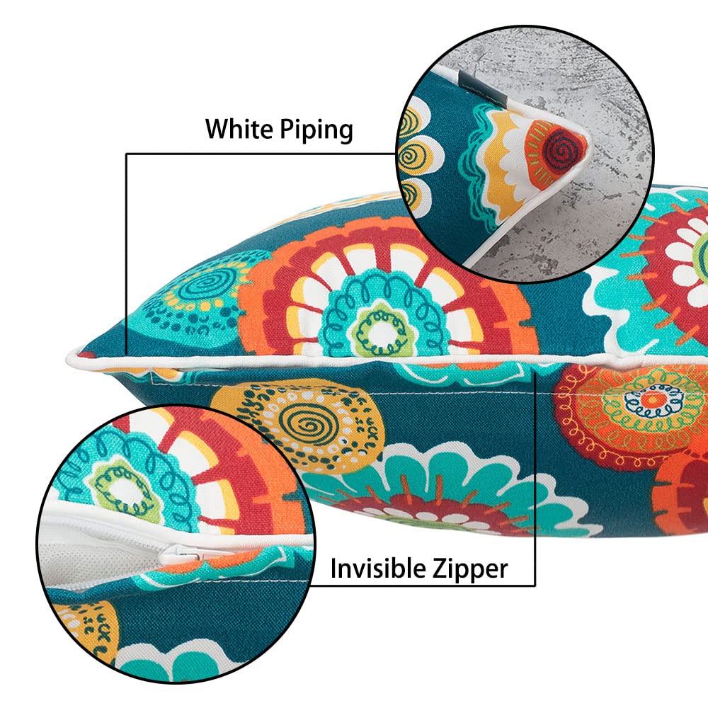 Magpie Fabrics pair styled on outdoor sofa creating coordinated patio aesthetic