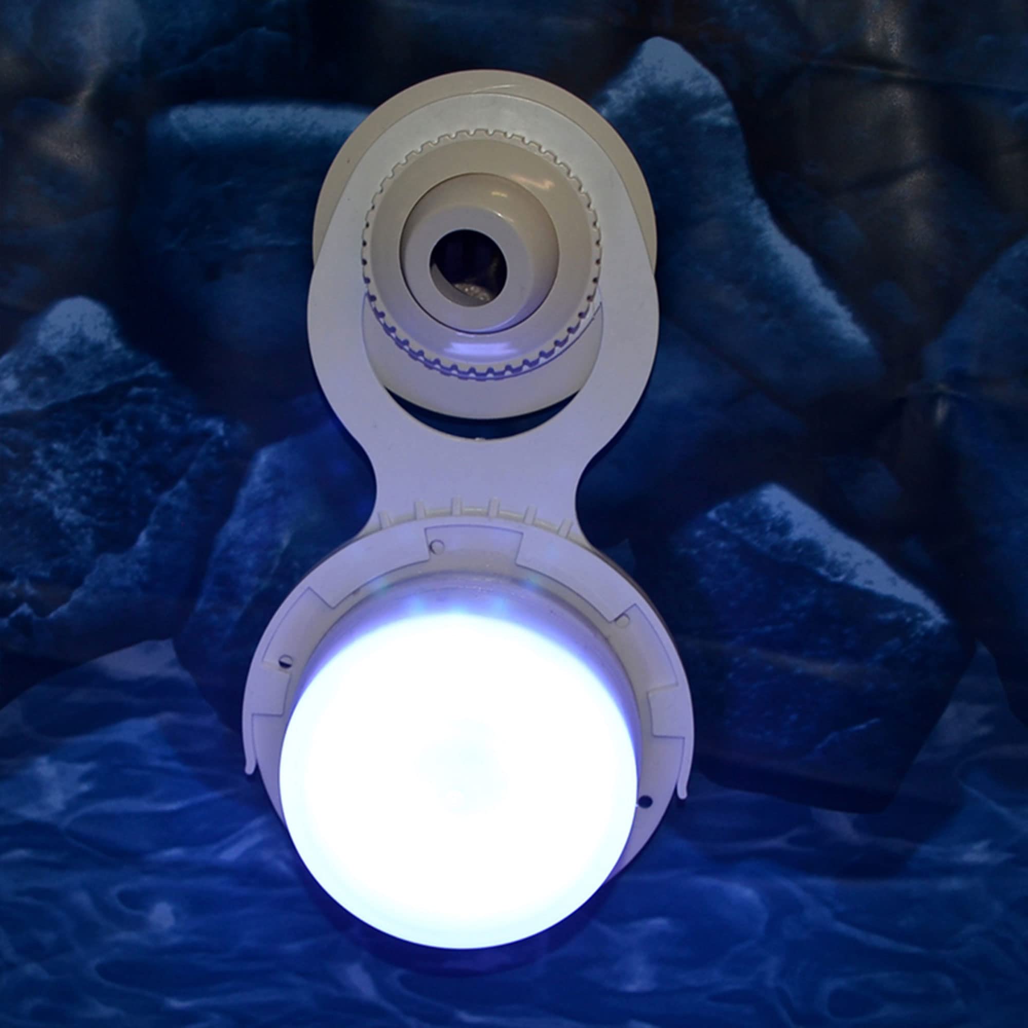 Main Access Smart Lite on a patio table adding colorful ambient outdoor lighting