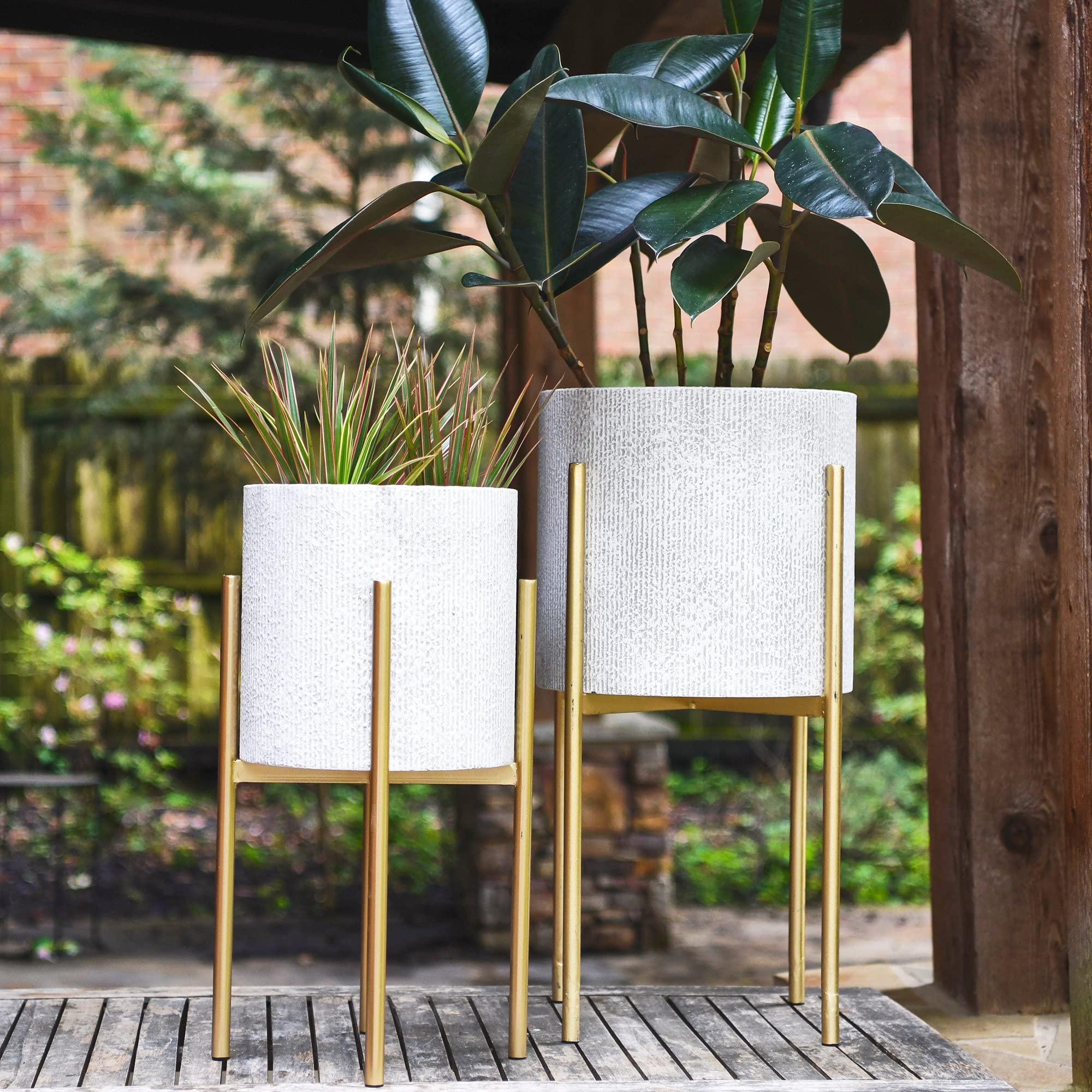 Main + Mesa planter with greenery in living room adding sculptural plant focal point