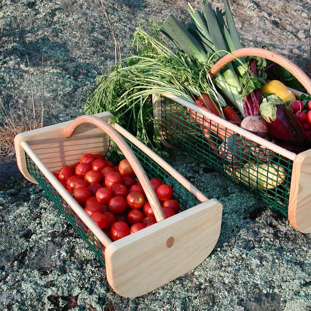 Maine Garden hod in garden filled with vegetables for quick harvest rinsing