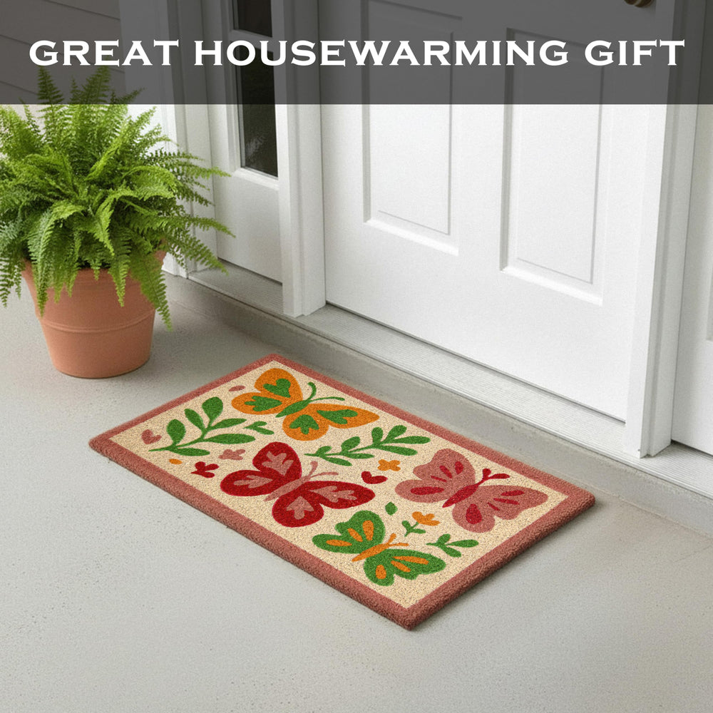 MAINEVENT mat styled on spring porch adding seasonal curb appeal