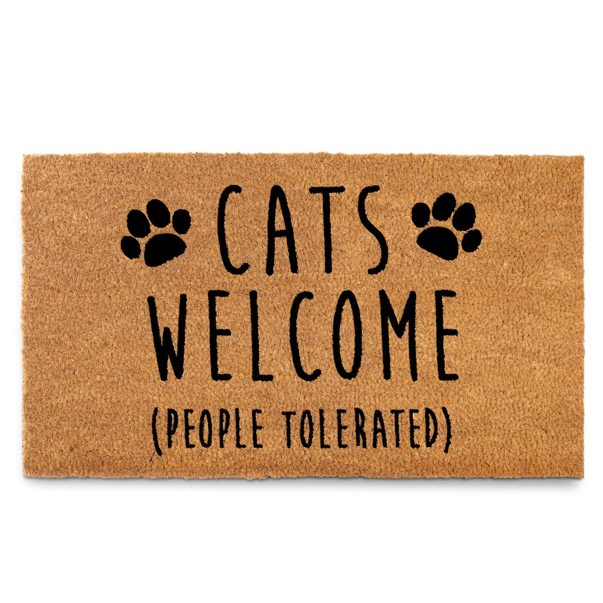 MAINEVENT front view doormat showing cat design and welcome message, adds curbside character