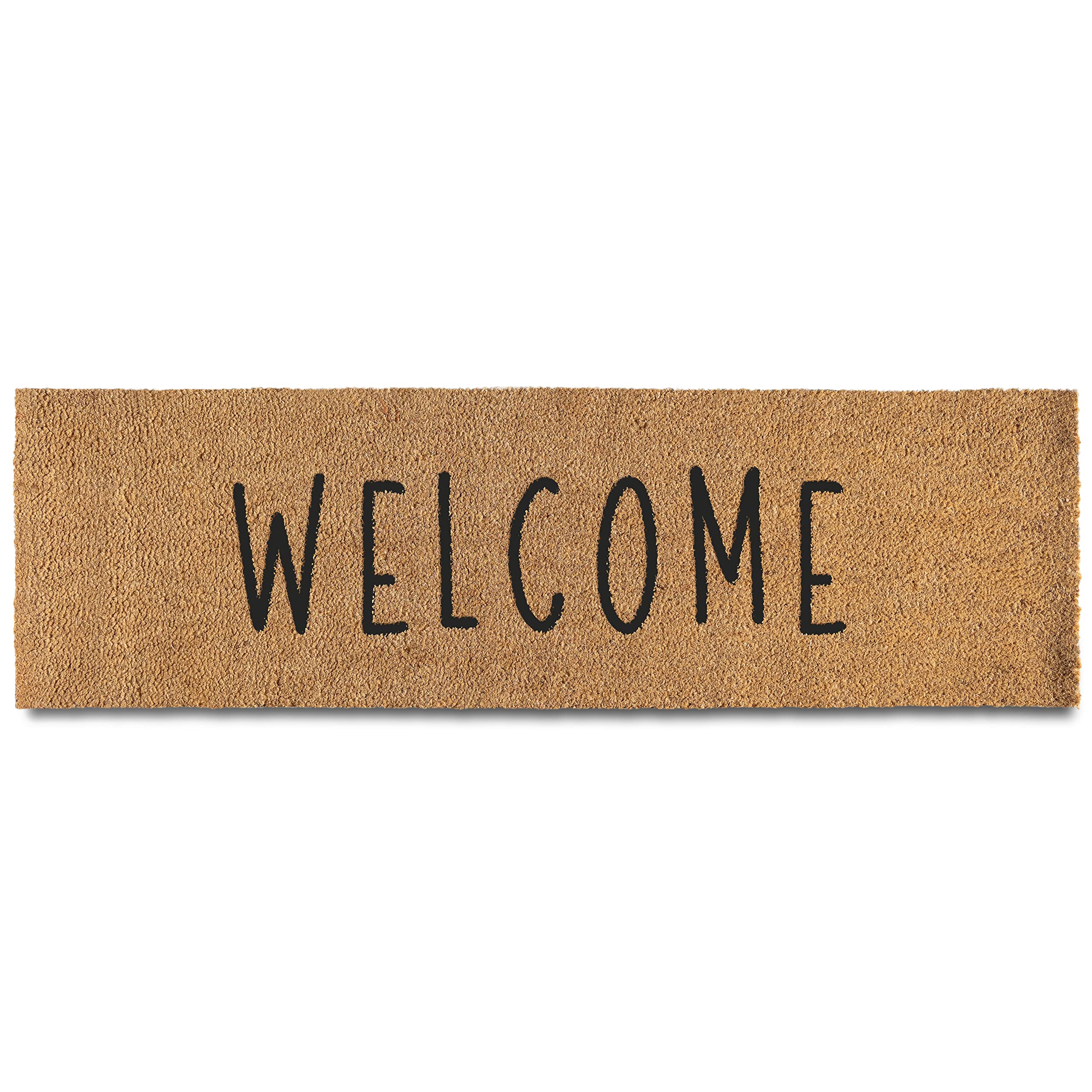 MAINEVENT front view of long welcome mat showing full design and curb appeal
