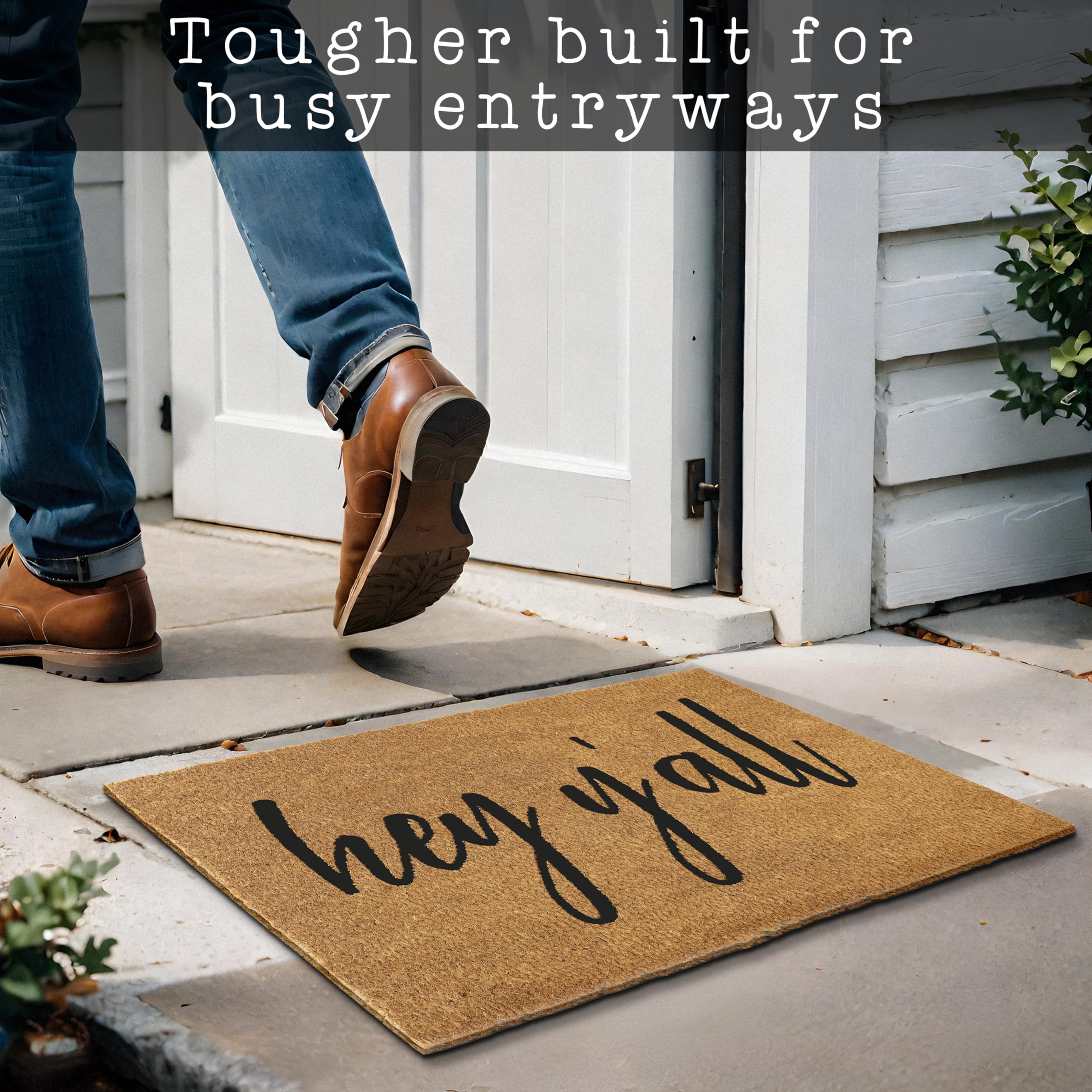 MAINEVENT doormat on porch with shoes, welcoming guests and protecting entry floors