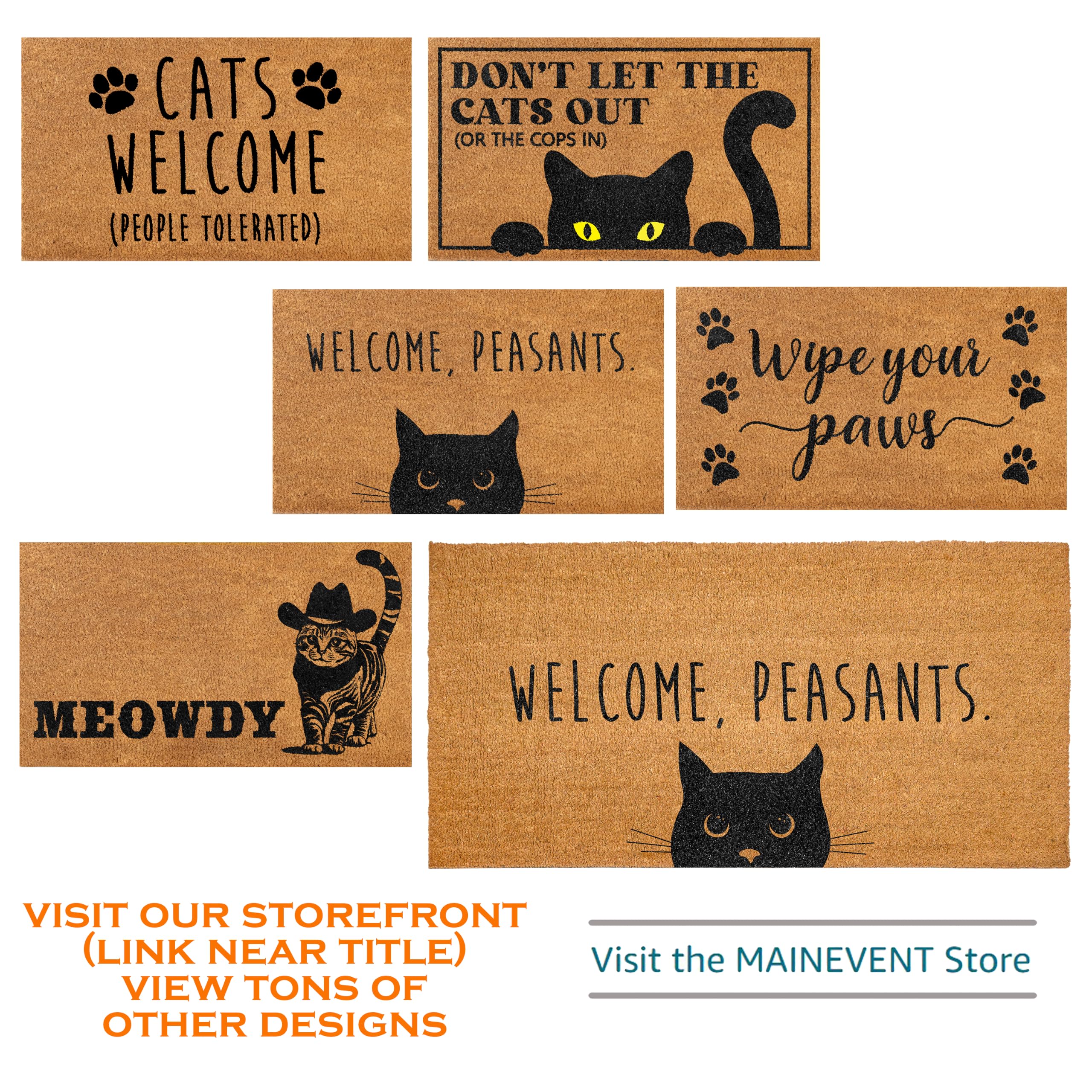 MAINEVENT doormat beside a shoe to show 30x17 inch scale and fit
