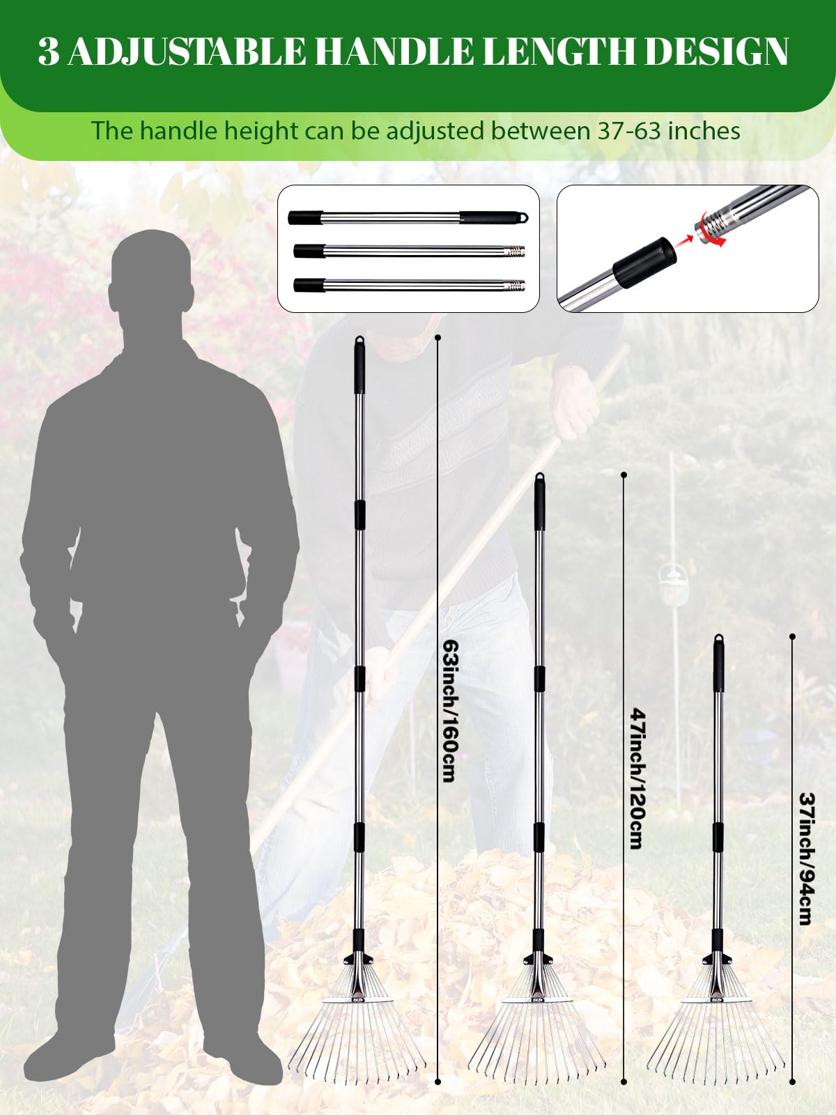 Maiproo leaf scoops and gloves detail for quick lifting and hand protection during cleanup