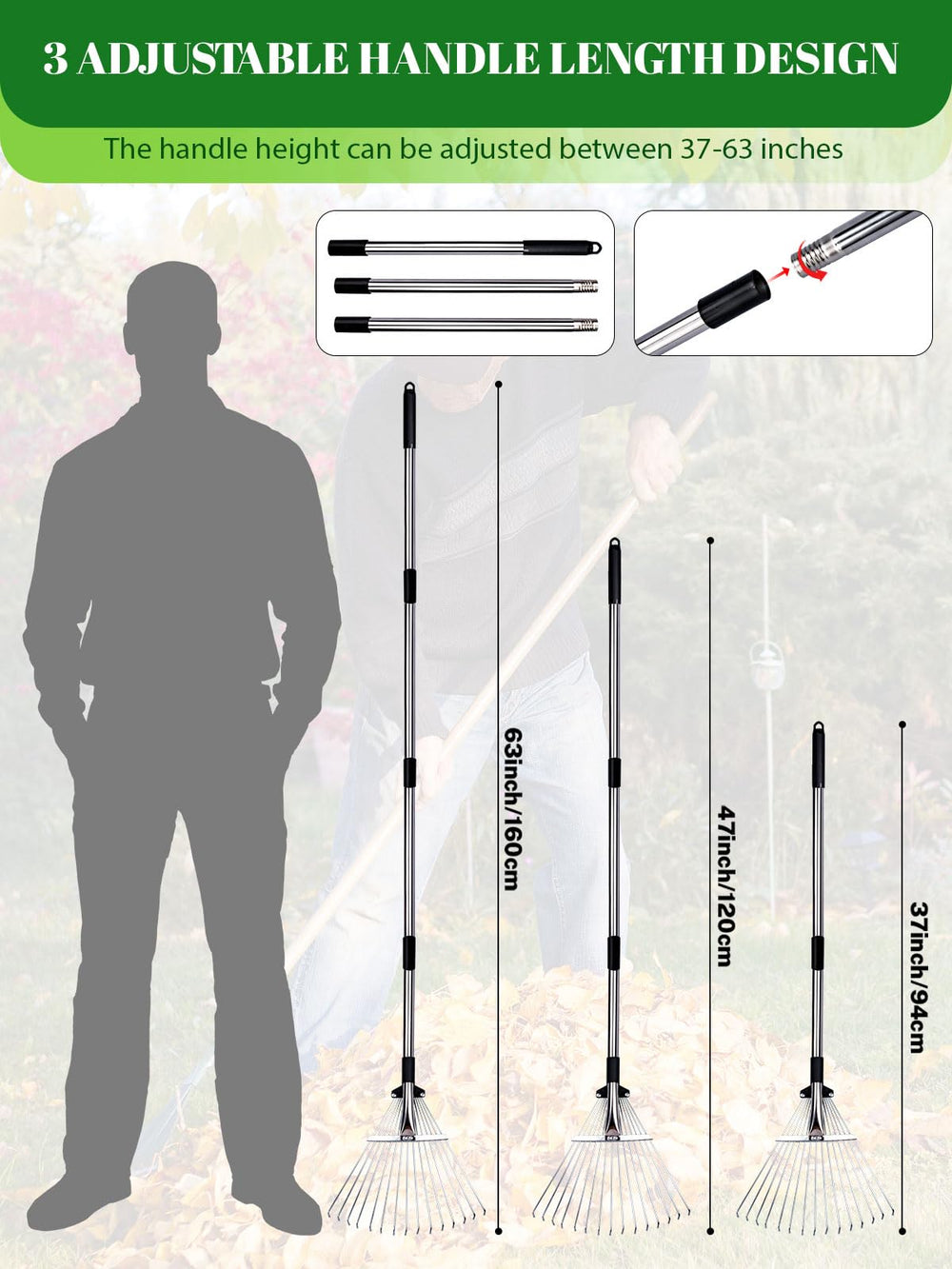 Maiproo leaf scoops and gloves detail for quick lifting and hand protection during cleanup