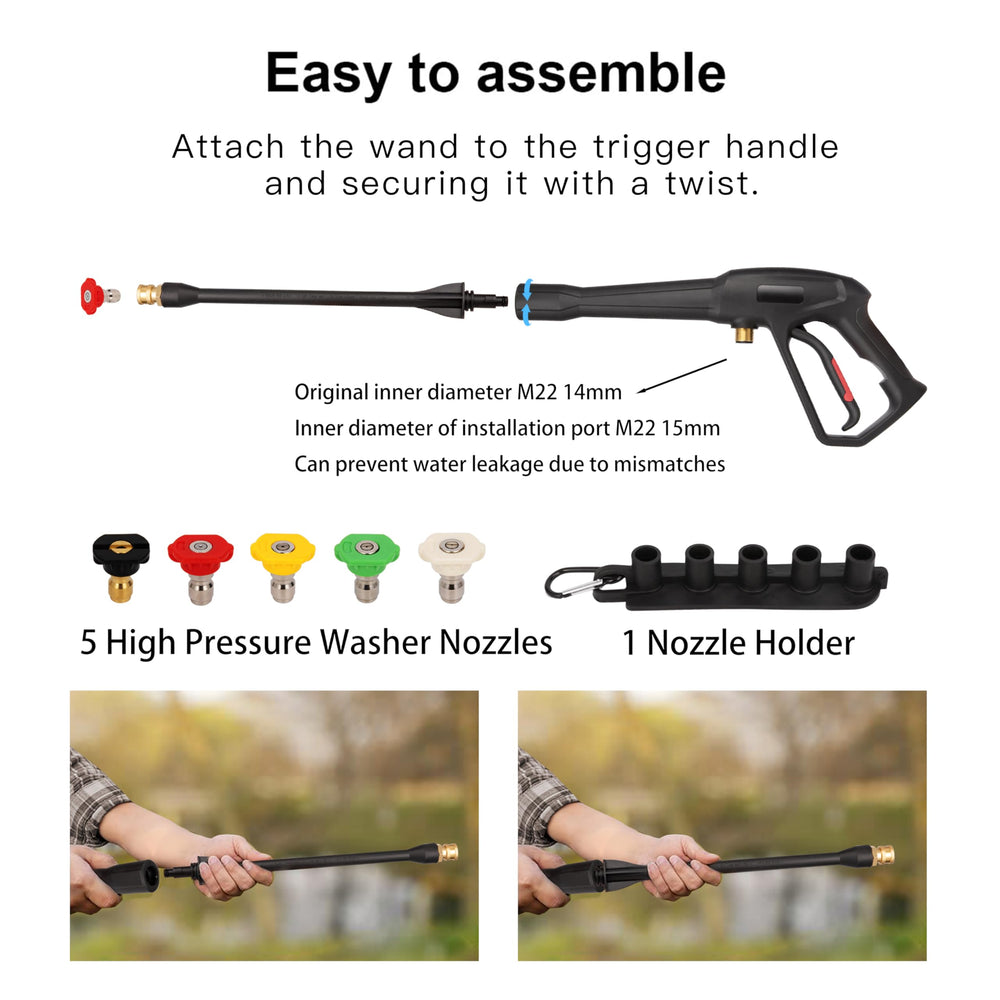 Mairbear five-color nozzle set arranged to show angle options and quick-change benefit