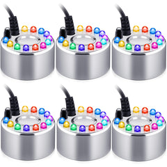 Maitys front view of six foggers showing package and adapters, great for party-ready setup