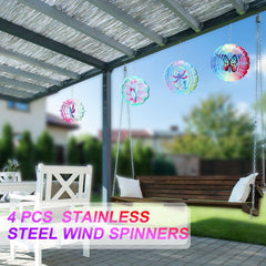 Maitys spinner in garden setting adding motion and reflective accents