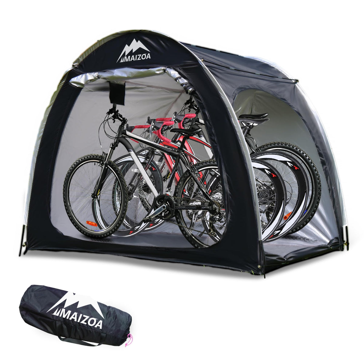 MAIZOA front view of bike storage shed protecting bicycles outdoors