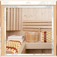 MAKCNMYM two headrests on sauna bench offering matching support for two