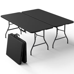 MAKE CHANGES front view of 6ft table shows sturdy setup and easy hosting