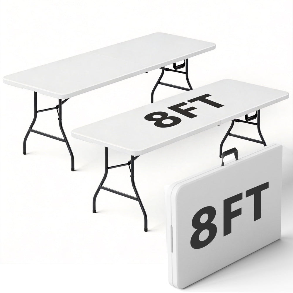 MAKE CHANGES front view of 8ft table showing full seating benefit