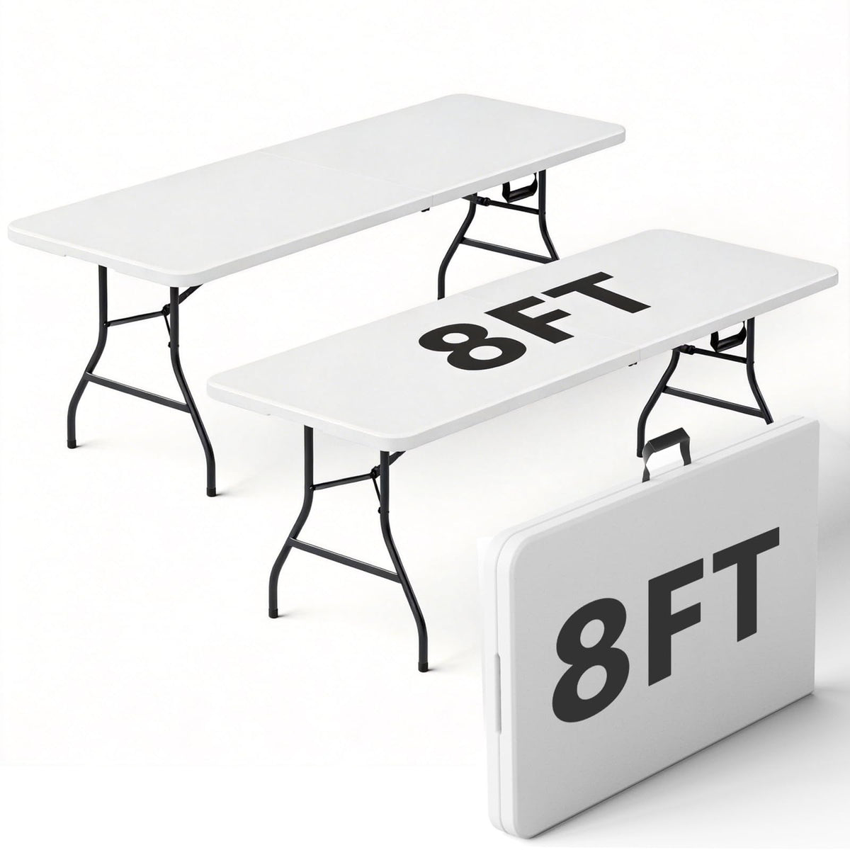 MAKE CHANGES front view of 8ft table showing full seating benefit