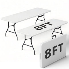 MAKE CHANGES front view of 8ft table showing full seating benefit