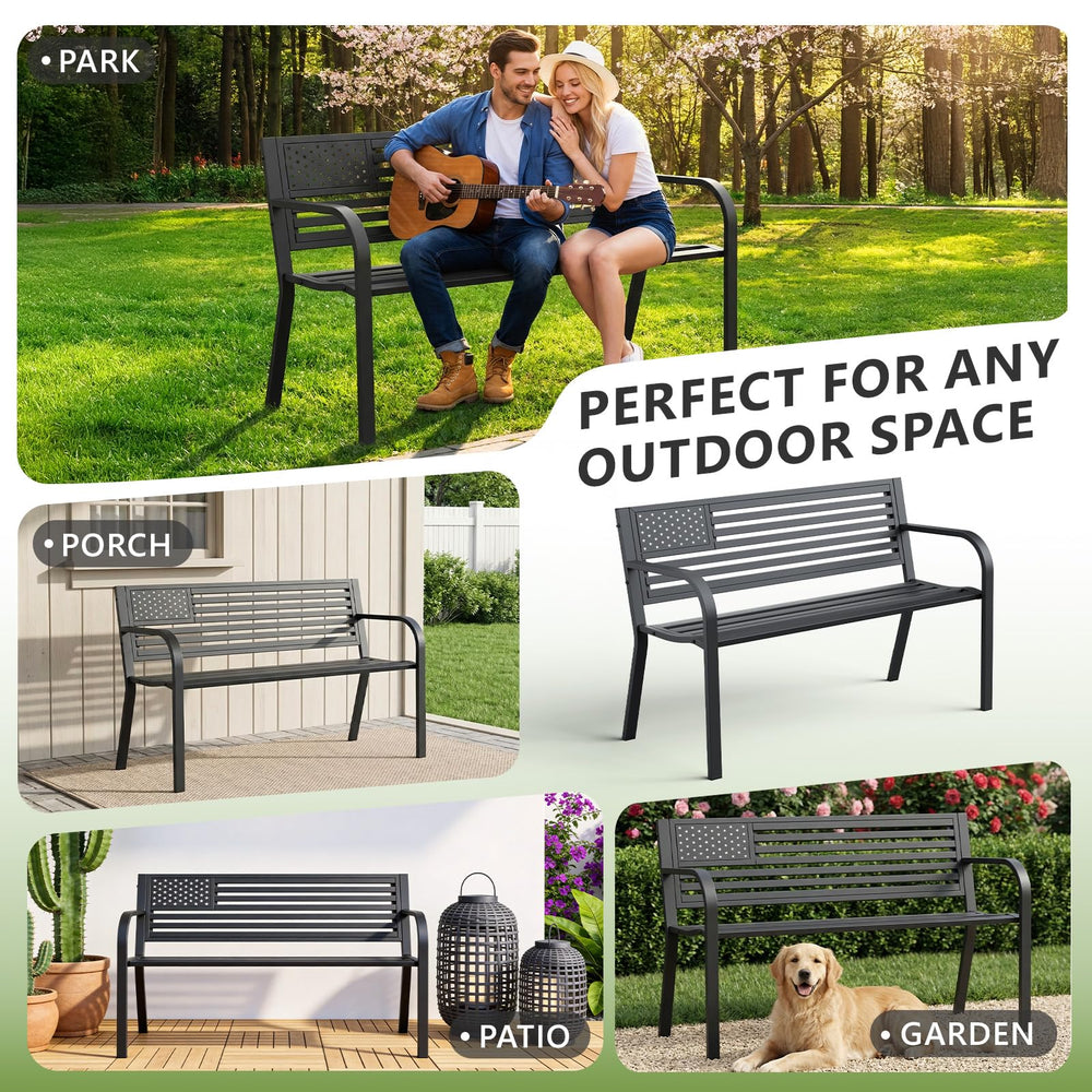 MAKE CHANGES bench in garden lifestyle scene adding curb appeal