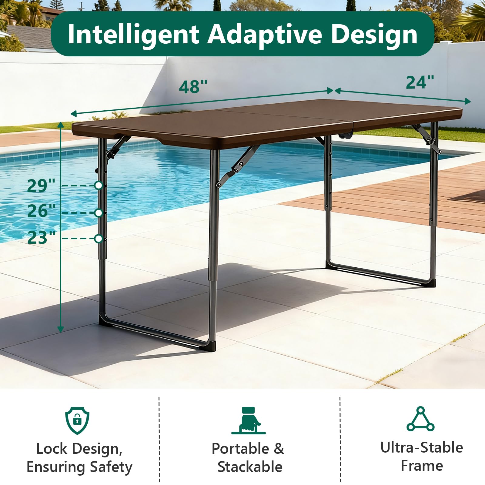 MAKE CHANGES folded table in compact storage saving space in closet or trunk