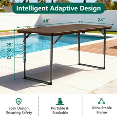 MAKE CHANGES folded table in compact storage saving space in closet or trunk