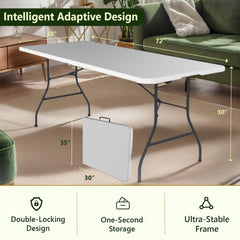 MAKE CHANGES folded table with carry handle for easy transport and compact storage