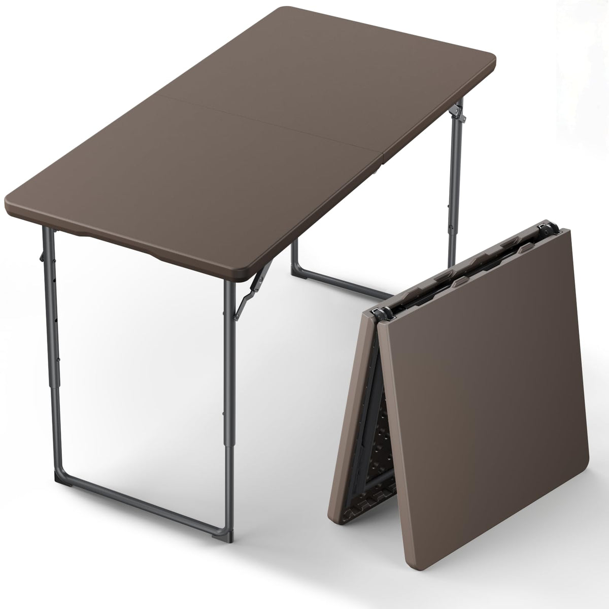 MAKE CHANGES front view of table showing compact, portable design and ease of transport