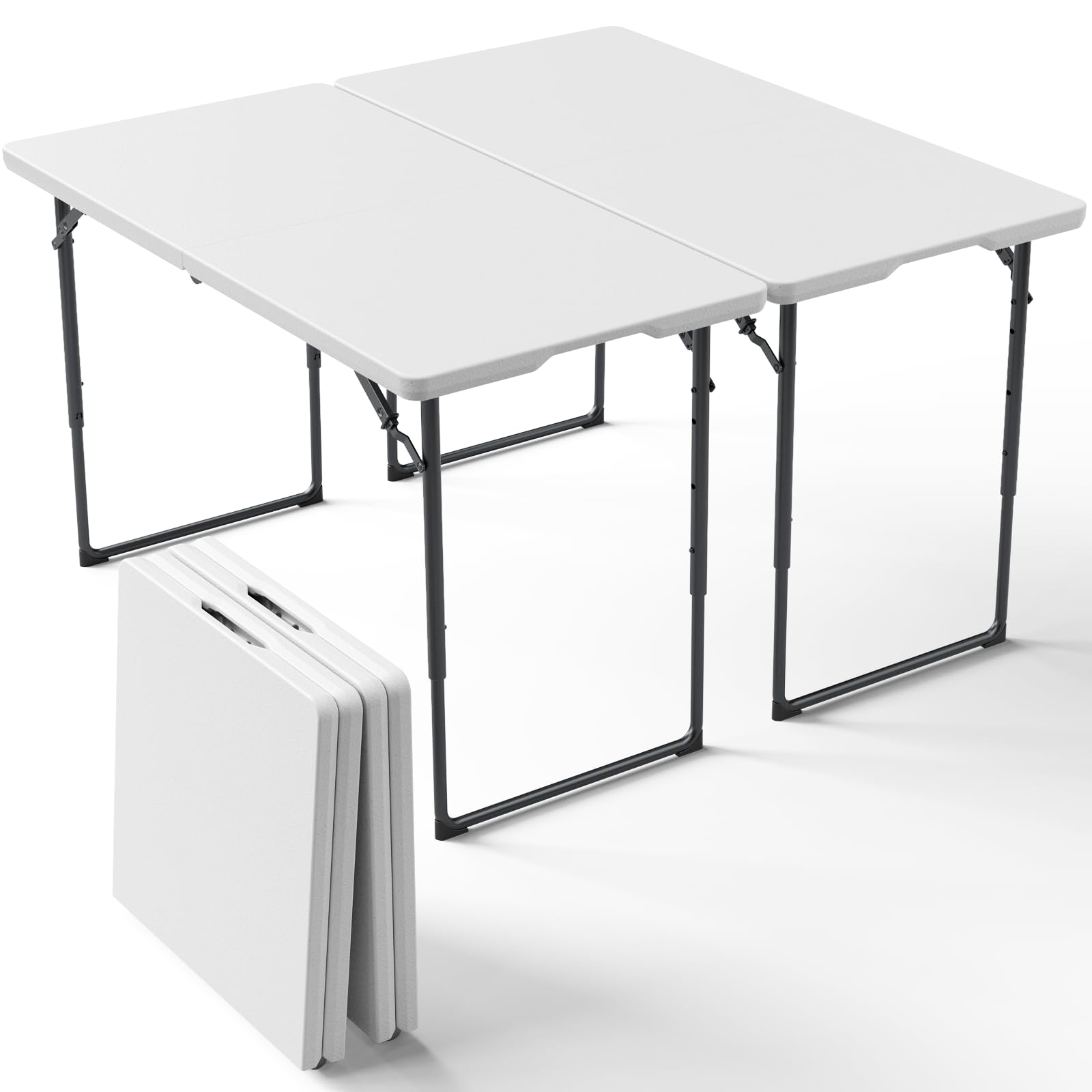 MAKE CHANGES front view open table showing full surface and portability benefit