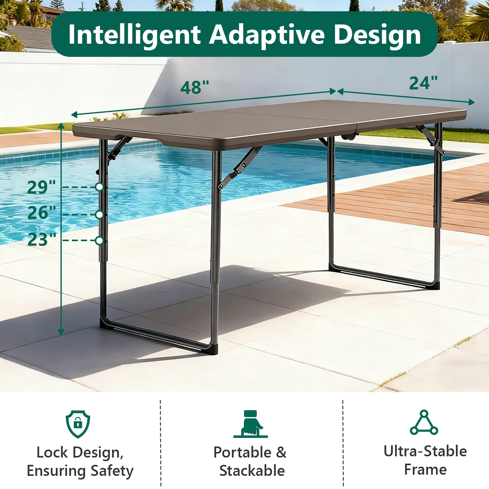 MAKE CHANGES close-up of adjustable leg setting offering versatile height benefit