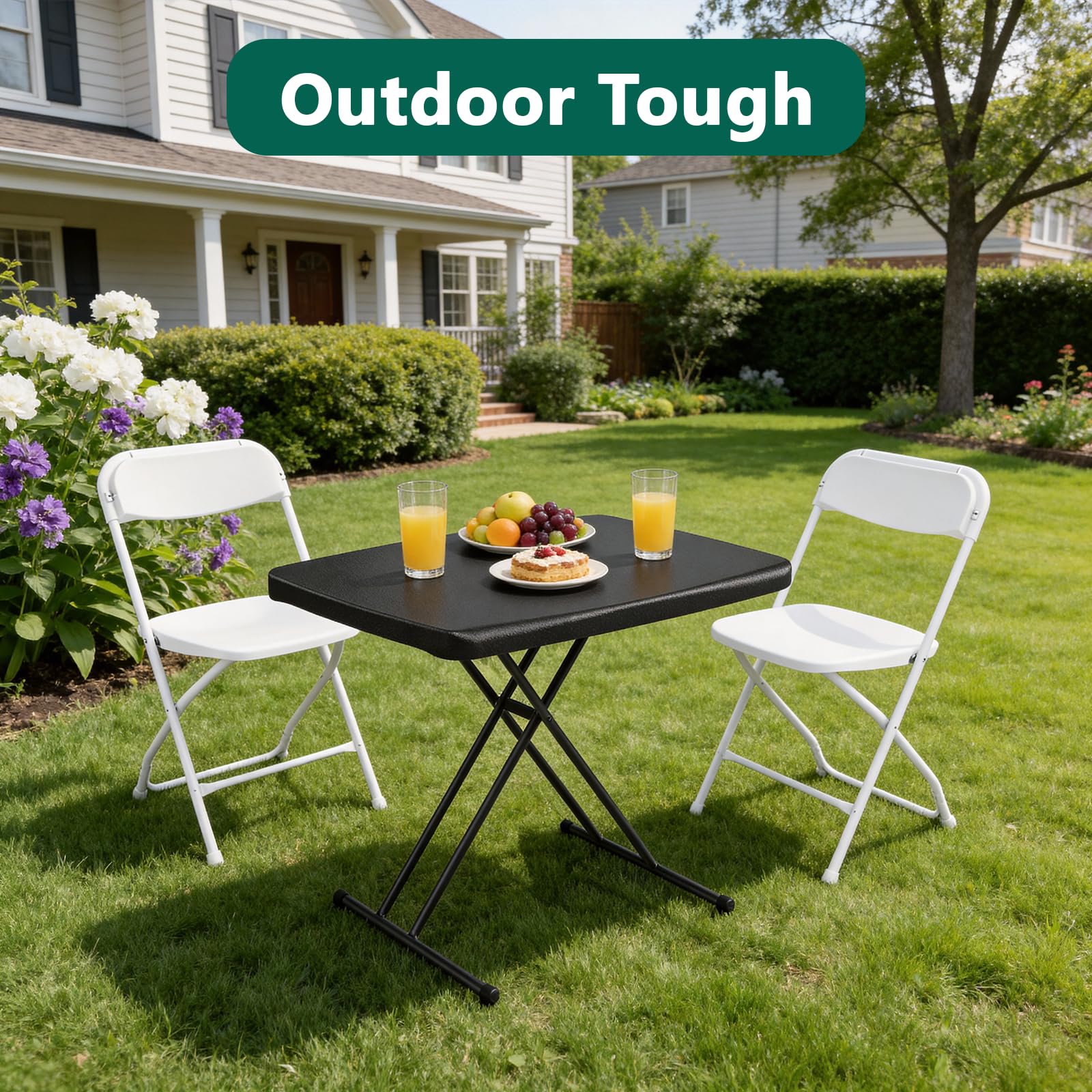 MAKE CHANGES outdoor picnic setup showing weather-resistant reliability