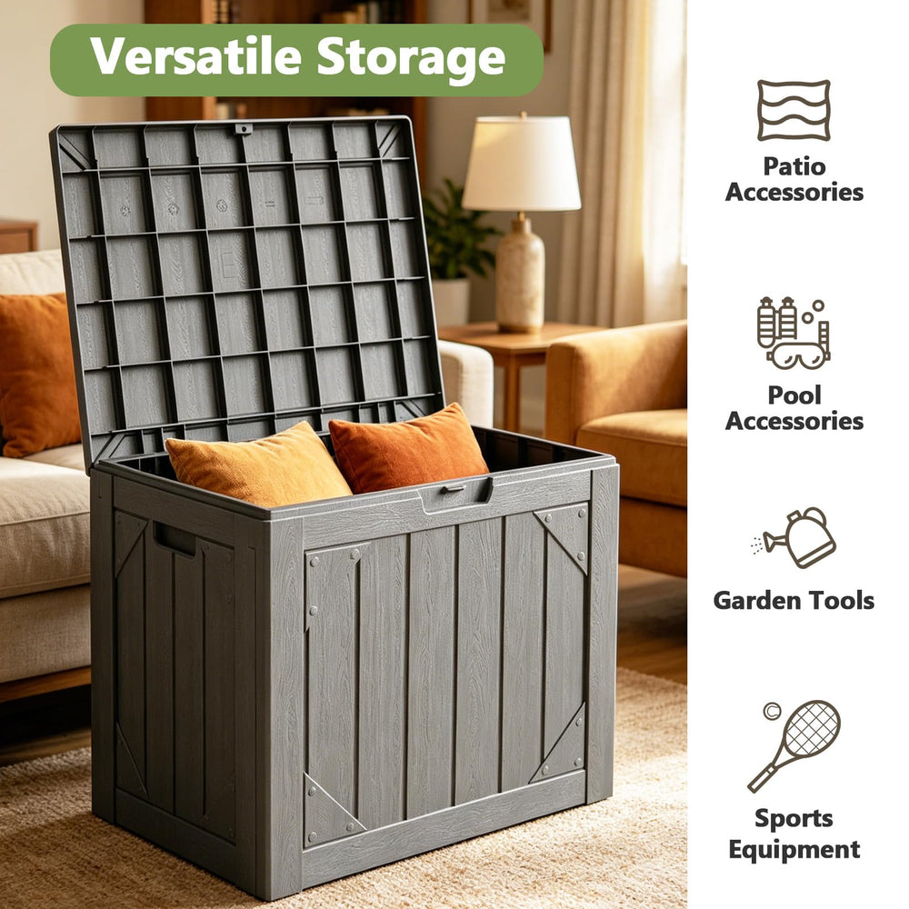 MAKE CHANGES next to stacked cushions illustrating storage capacity