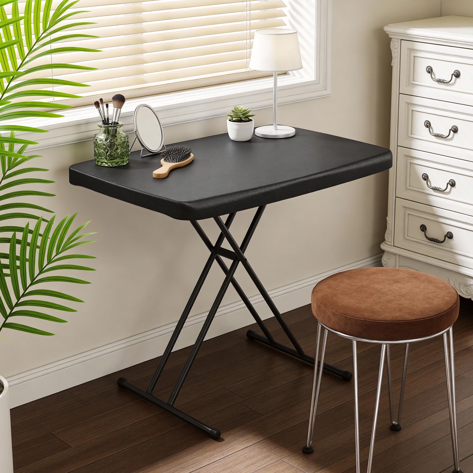 MAKE CHANGES next to chair for scale demonstrating compact footprint