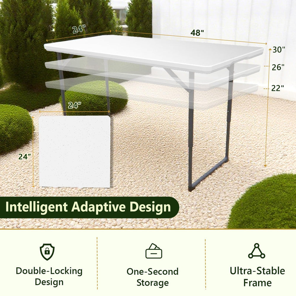 MAKE CHANGES table folded flat for compact storage and easy transport