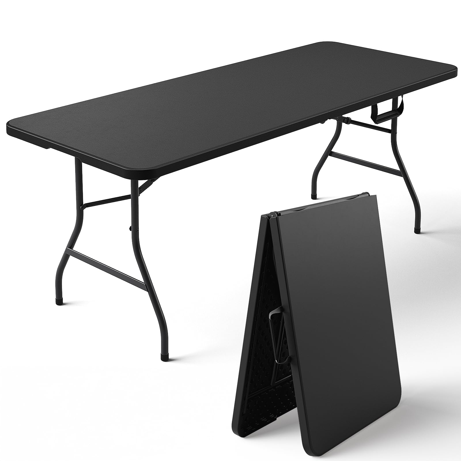 MAKE CHANGES front view of table showing full length and sturdy frame benefit portable hosting