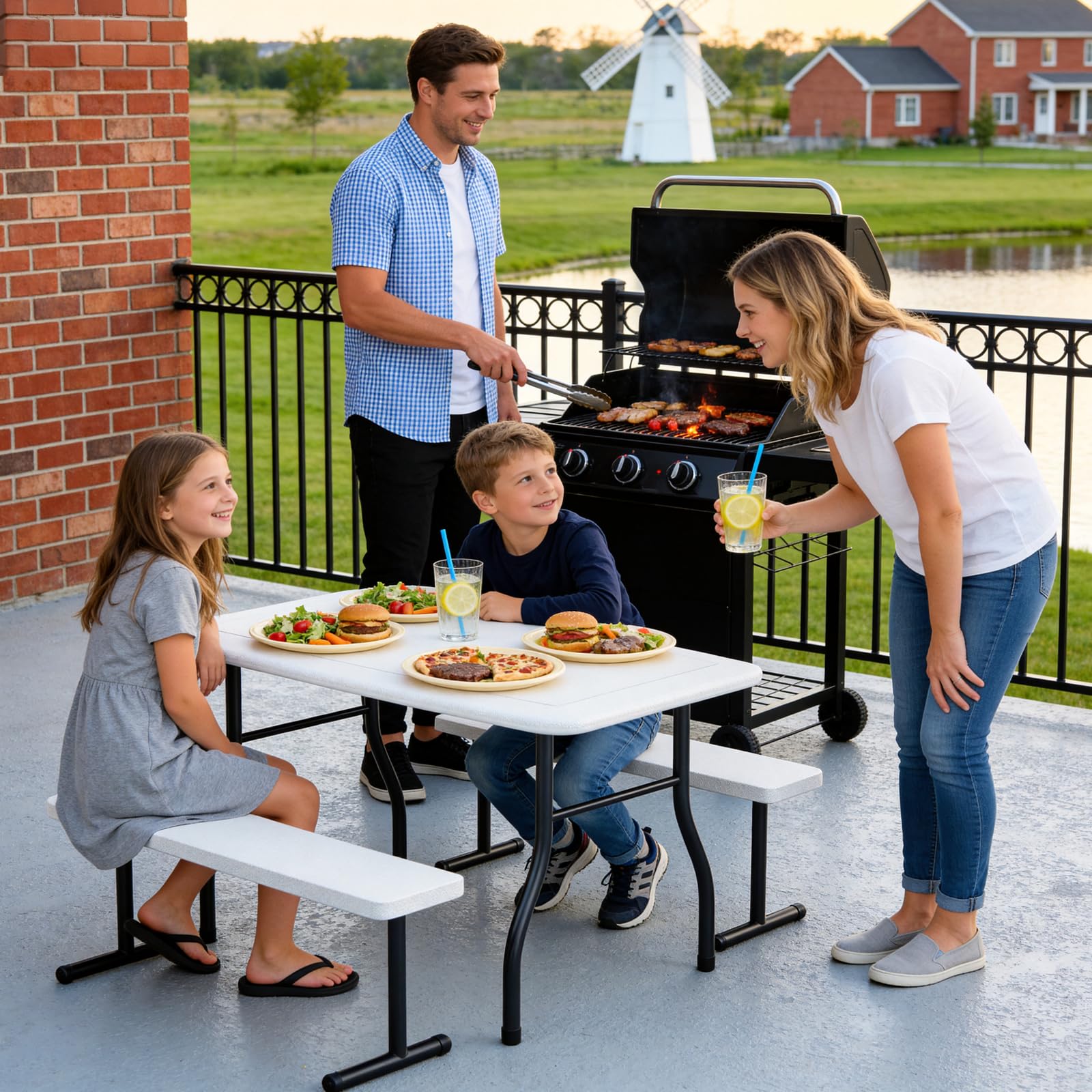 MAKE CHANGES closeup of HDPE tabletop texture for easy wiping and stain resistance