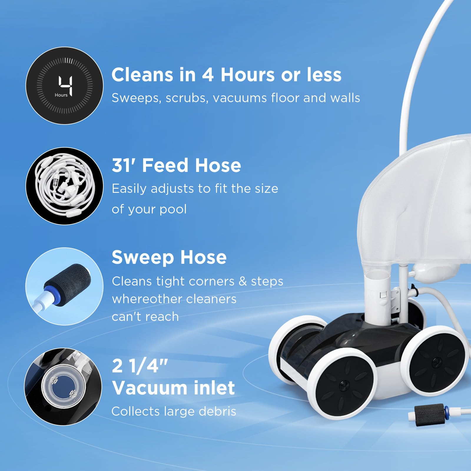 MAKHOON cleaner operating in pool showing efficient hands-free maintenance