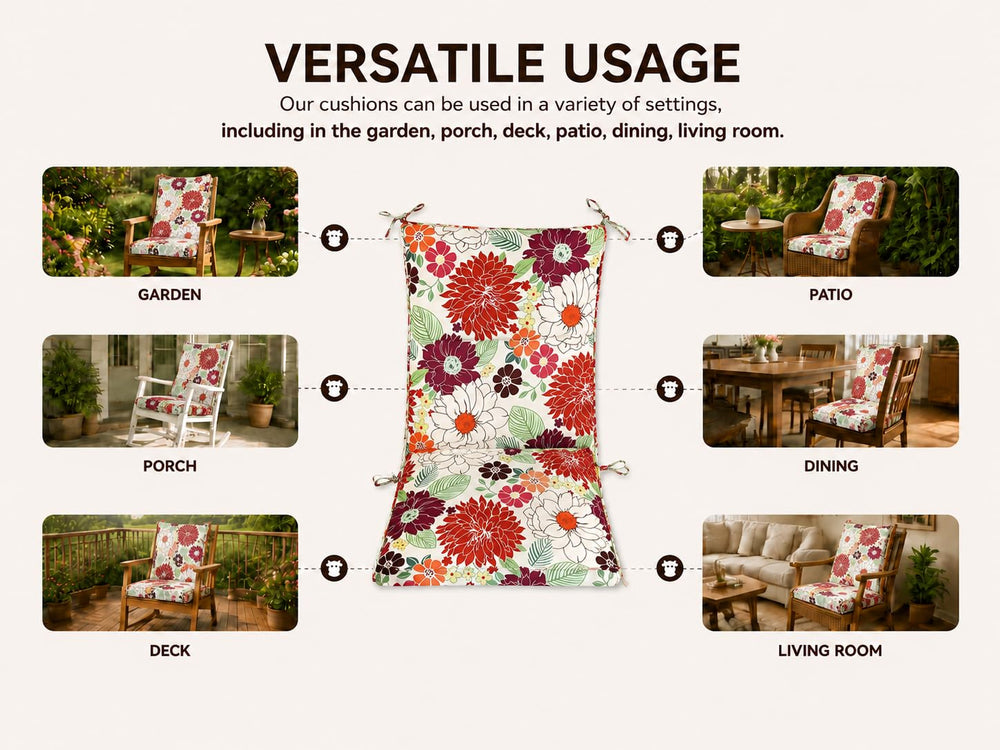 Makimoo cushion on dining chair showing stylish outdoor upgrade