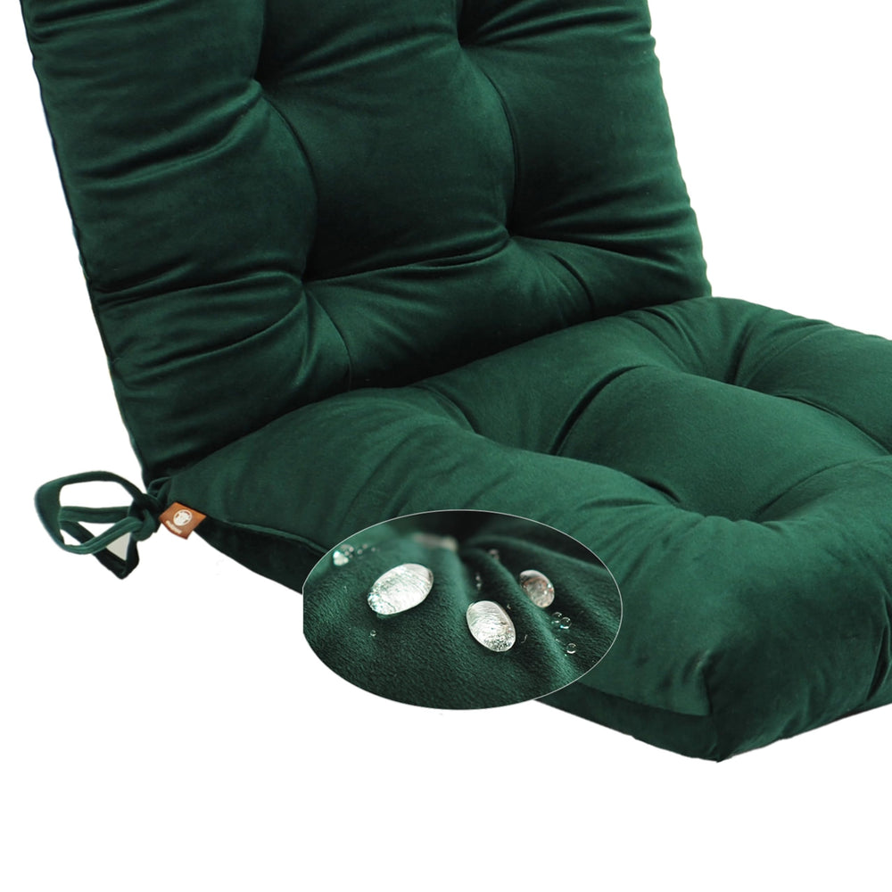 Makimoo cushion placed on patio dining chair showing improved outdoor seating comfort