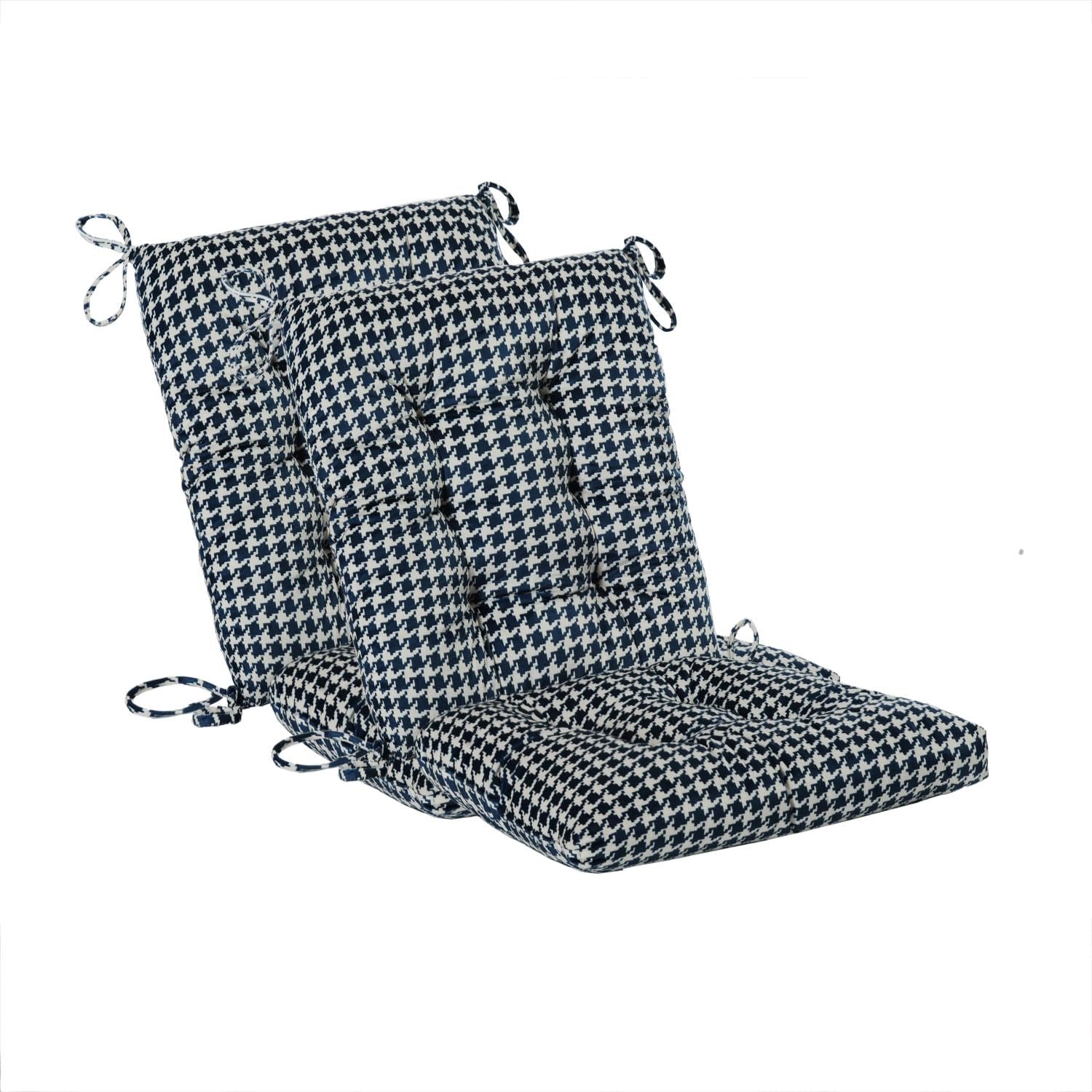 Makimoo front view of blue houndstooth cushions showing fit and style benefit comfort