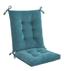 Makimoo cushions installed on a wooden rocking chair providing cozy outdoor seating