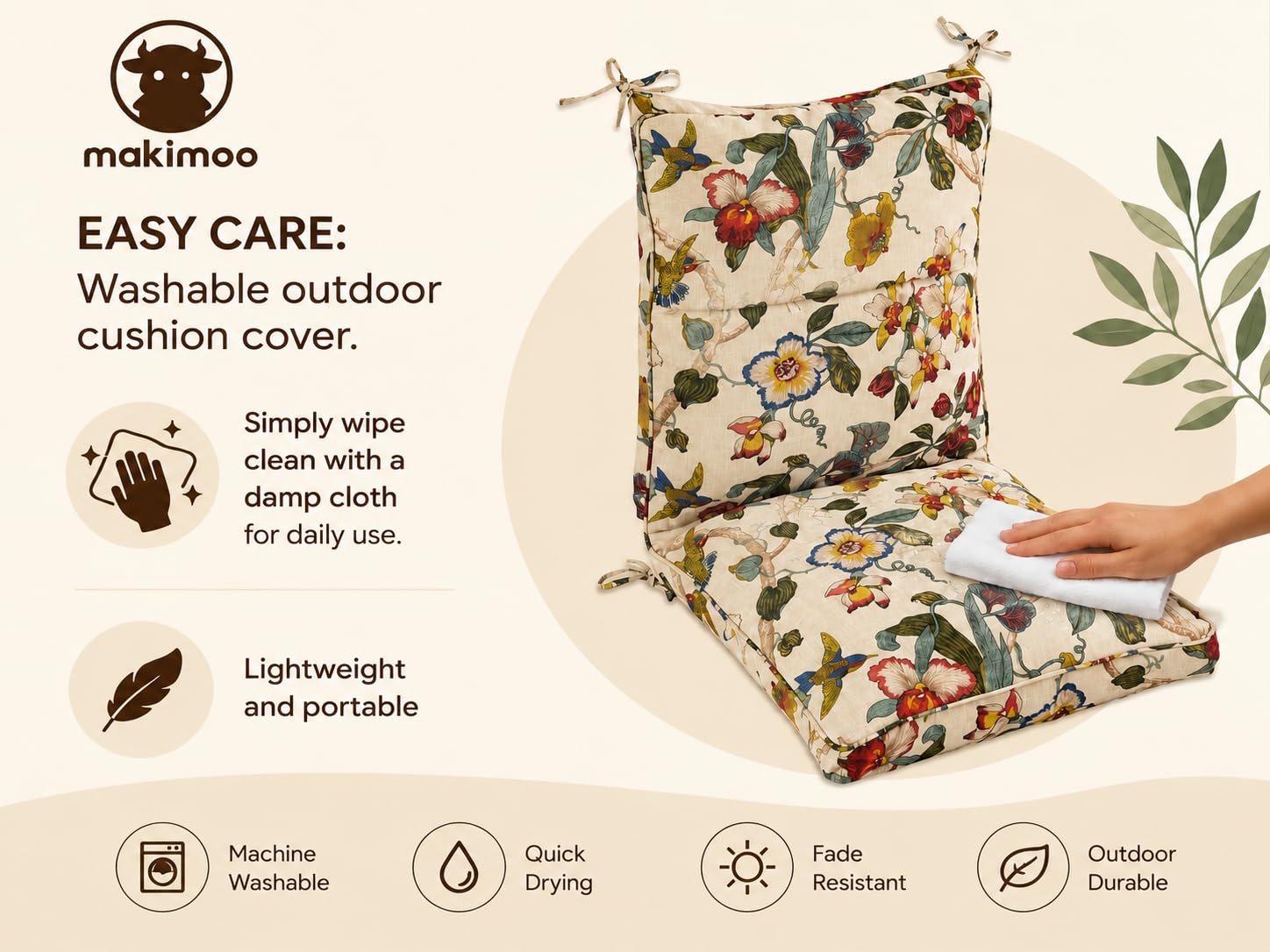 Makimoo lifestyle patio setting showing cushions improving outdoor comfort and style