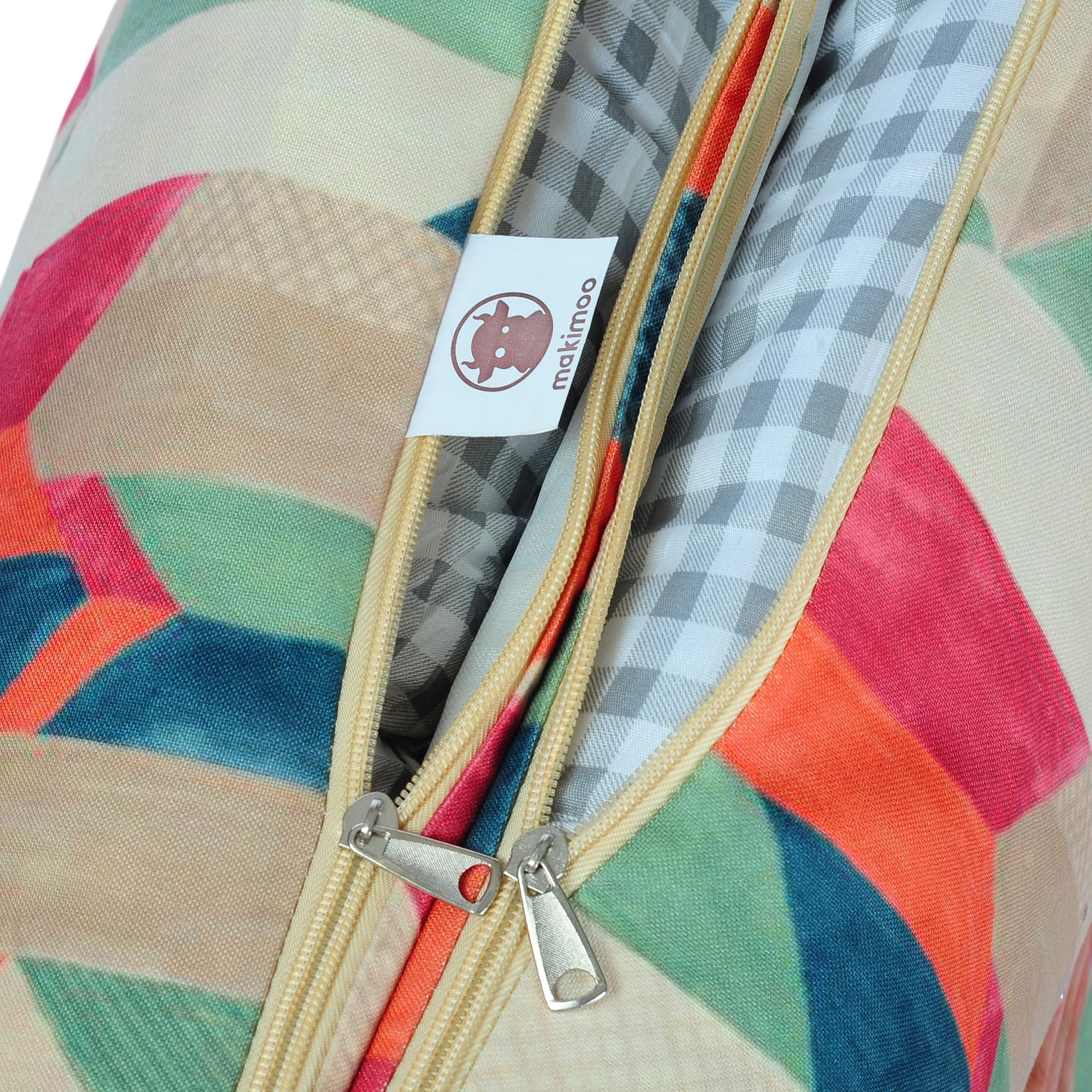 Makimoo cushion beside ruler showing 38x18 inch dimensions for correct fit