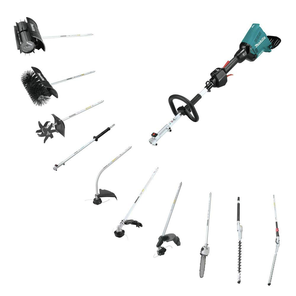 Makita lever-style attachment lock detail enabling quick tool-less swapping