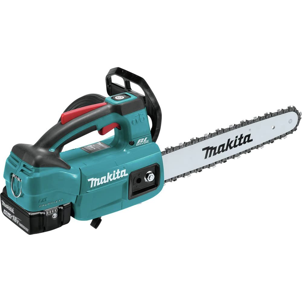 Makita bar and chain close-up highlighting sharp cutting teeth for clean cuts