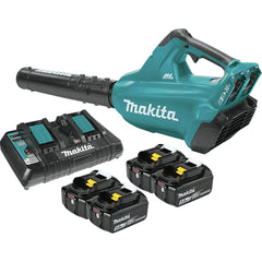 Makita blower front angle showing compact design and powerful nozzle benefit